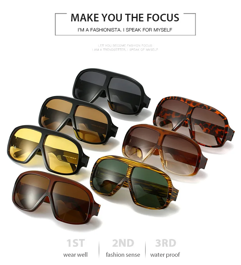 Retro Großen Rahmen Frauen Quadrat Sonnenbrille Marke Schwarz Runde Gradienten Coole Männer Sonnenbrille Ein Stück Designer Pilot Sonnenbrille – Detail 13