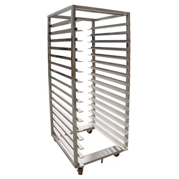 Factory price Hotel Stainless Steel Aluminum Tray Trolley Bread Baking Rack Bakery Pushing Trolley