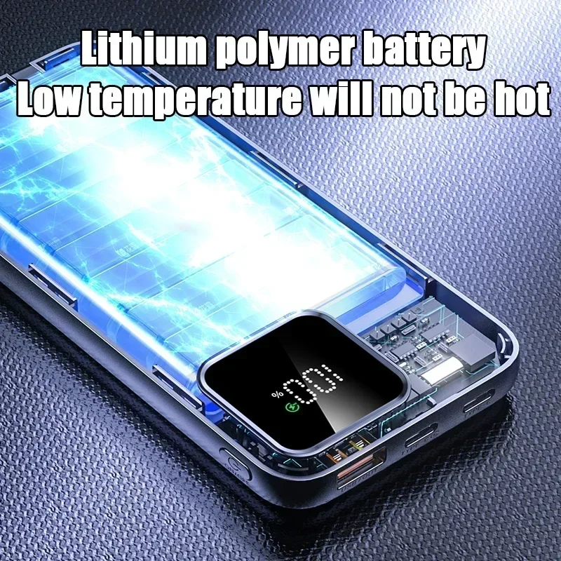 Portable External Battery 22.5W Fast Charging 30000mAh Built-in Cable with Digital Display for IPhone Xiaomi Huawei Powerbank