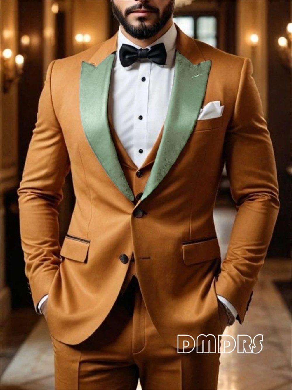 

Personalized 3-piece Mens Suit Set, EU32-56 Plus Formal Tuxedo Pants Set, Peak Laple Jacket with Matching Vest and Trousers
