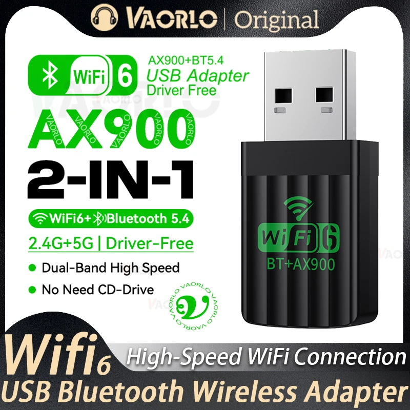 

AX900 USB WiFi6 Bluetooth 5.4 Adapter 2in1 Dongle Dual Band 2.4G&5G WiFi Network Wireless Wlan Receiver For Win10/11 Driver Free