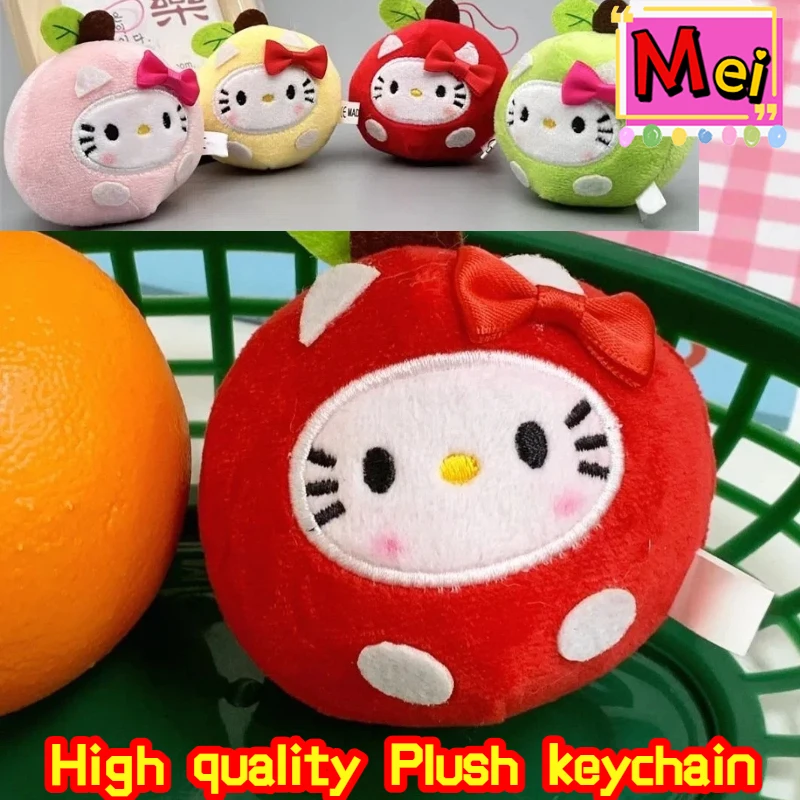 جديد لطيف كيتي أفخم المفاتيح 3 بوصة التفاح على شكل ألعاب من نسيج مخملي سلسلة سيارة الديكور دمية عيد الميلاد هدية عيد ميلاد #1