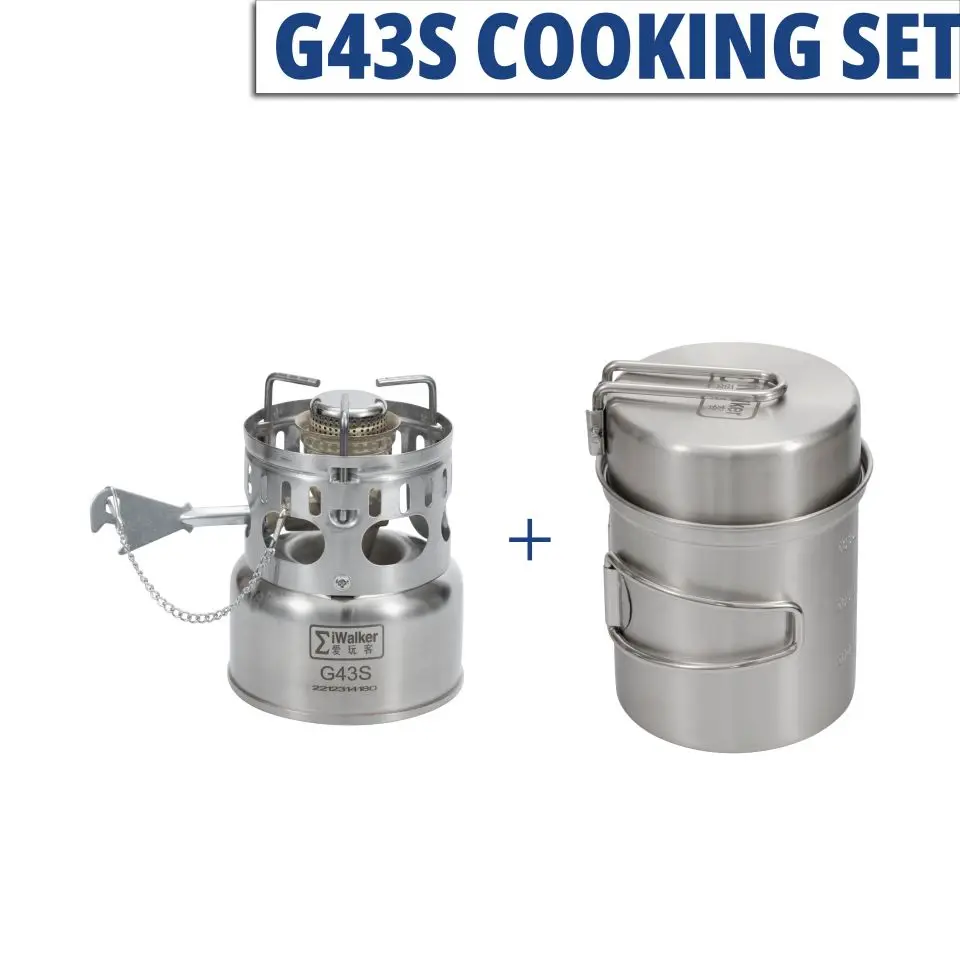 IWALKER G43S Kochset Campingkocher Gasbrenner Geräuscharmer Brenner mit Aufbewahrungstöpfen für Reisen Picknick Notfälle – Detail 2