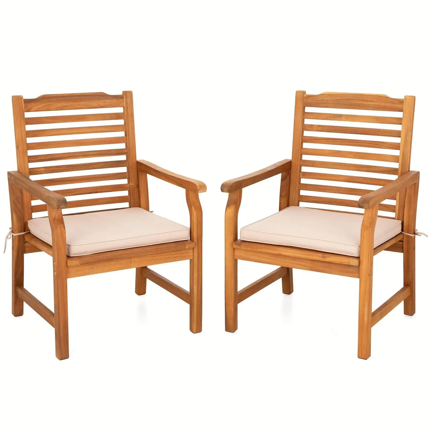 

Acacia Wood Patio Dining Chairs Set of 2, All Weather Extra Large Outdoor Dining Chairs, 2 Pieces Slat Back Teak, Customized