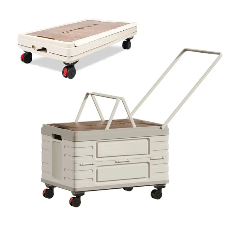 

360° Rotating Foldable Storage Cart – Heavy-Duty Mobile Organizer with 4 Silent Wheels, Multi-Functional CampingStorage