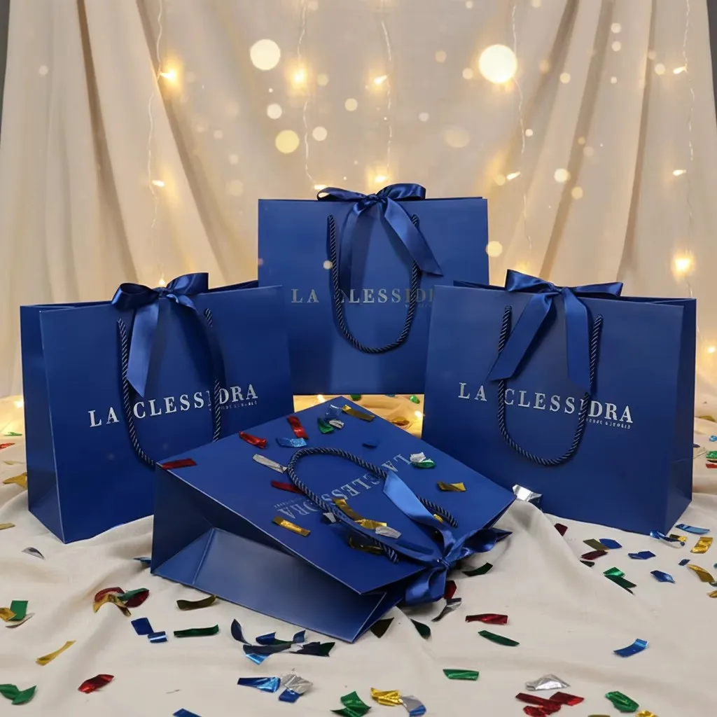 500pcs/Lot Wholesale Custom Logo Printed Boutique Thank You Shopping Paper Bag Gift Packaging Wedding Birthday Party Storage