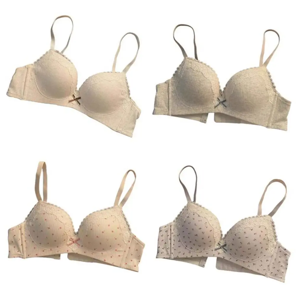 Close-fitting Floral Wireless V Bra Anti-sagging Traceless Brassiere for Women Gathered Breasts Shockproof Seamless Lace Bras