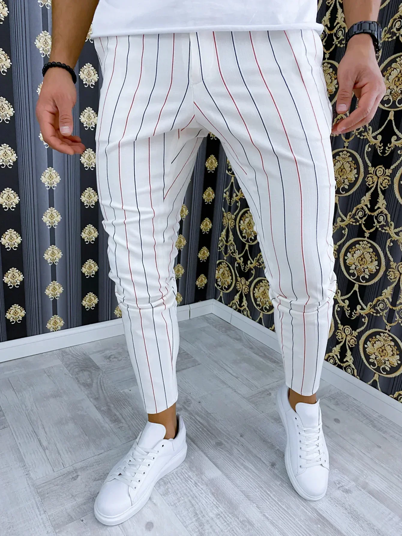 

New Male Striped Harem Pencil Pants Men Fashion Slim Streetwear Classic Casual Trouser Korean Business Male Clothes Dropshipping
