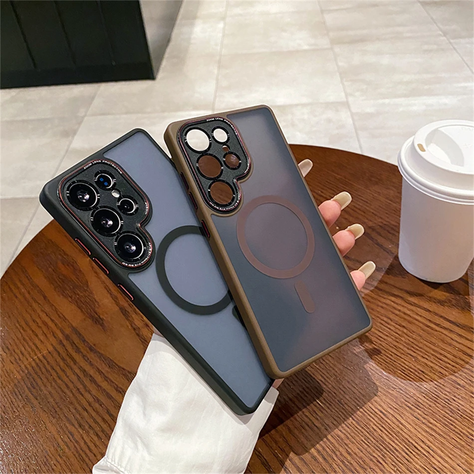 หรูหราสีฮิตเลนป้องกันแมทแม่เหล็กเกราะสำหรับซัมซุงกาแล็คซี่ S24 พลัส S23 S25 อัลตร้าสำหรับแม็กเซฟกันกระแทก