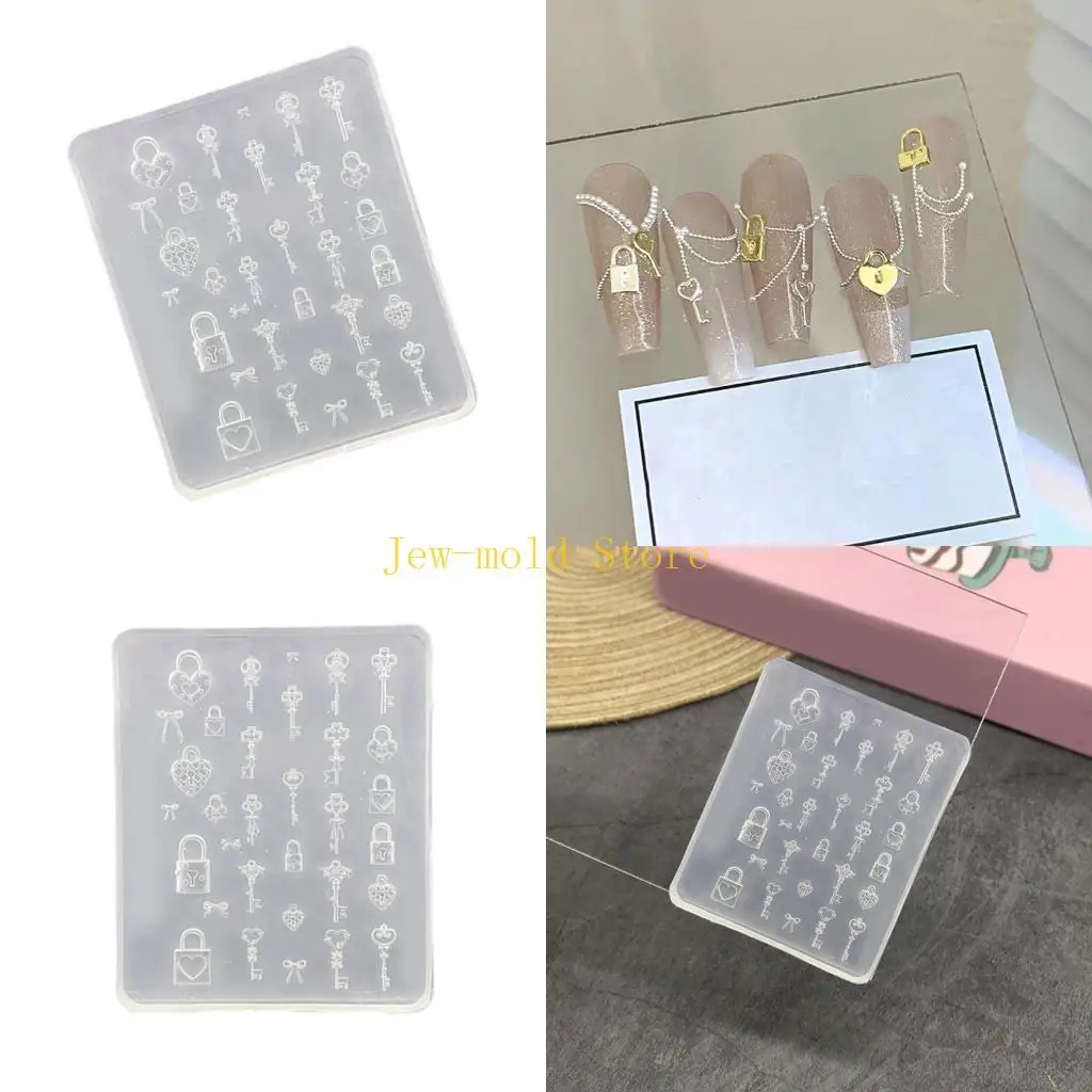 

C71B Art Silicone Mold Lock Theme Manicure Training Tool Manicure Supplies