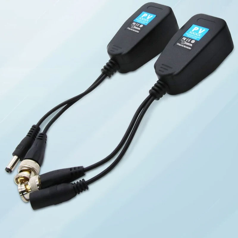 Passive CCTV Coax BNC Power Video Balun Transceiver Connectors To RJ45 BNC Male For CCTV Video Camera