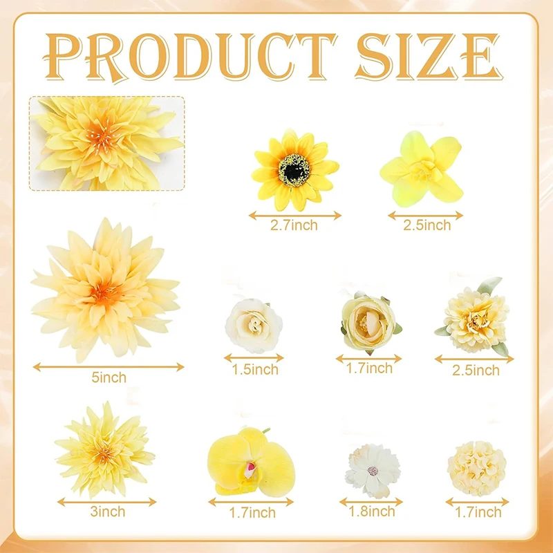 Yellow Artificial Flowers Heads Silk Fake Flowers for Home Decor Party Wedding Decoration DIY Valentine\'s Day Gifts Accessories