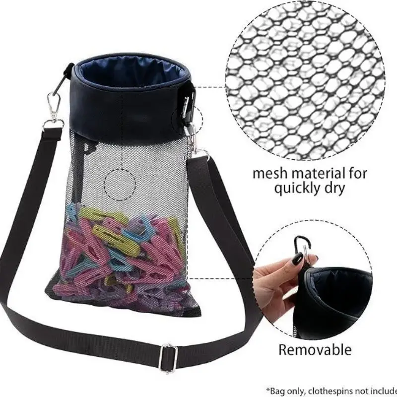

1 шт., уличная сумка-оксфорд для хранения прищепок с подвесной сеткой на шнурке для домашних принадлежностей