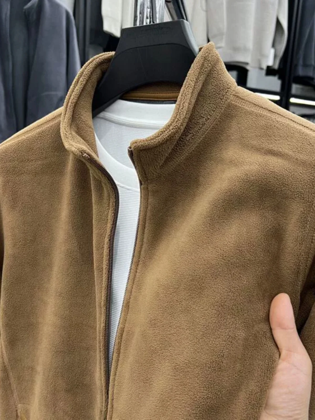 

Мужской кардиган-свитер Thiened Fce на молнии, с воротником-стойкой, осенне-зимний, теплый, однотонный, молодежный, модный, свободного кроя