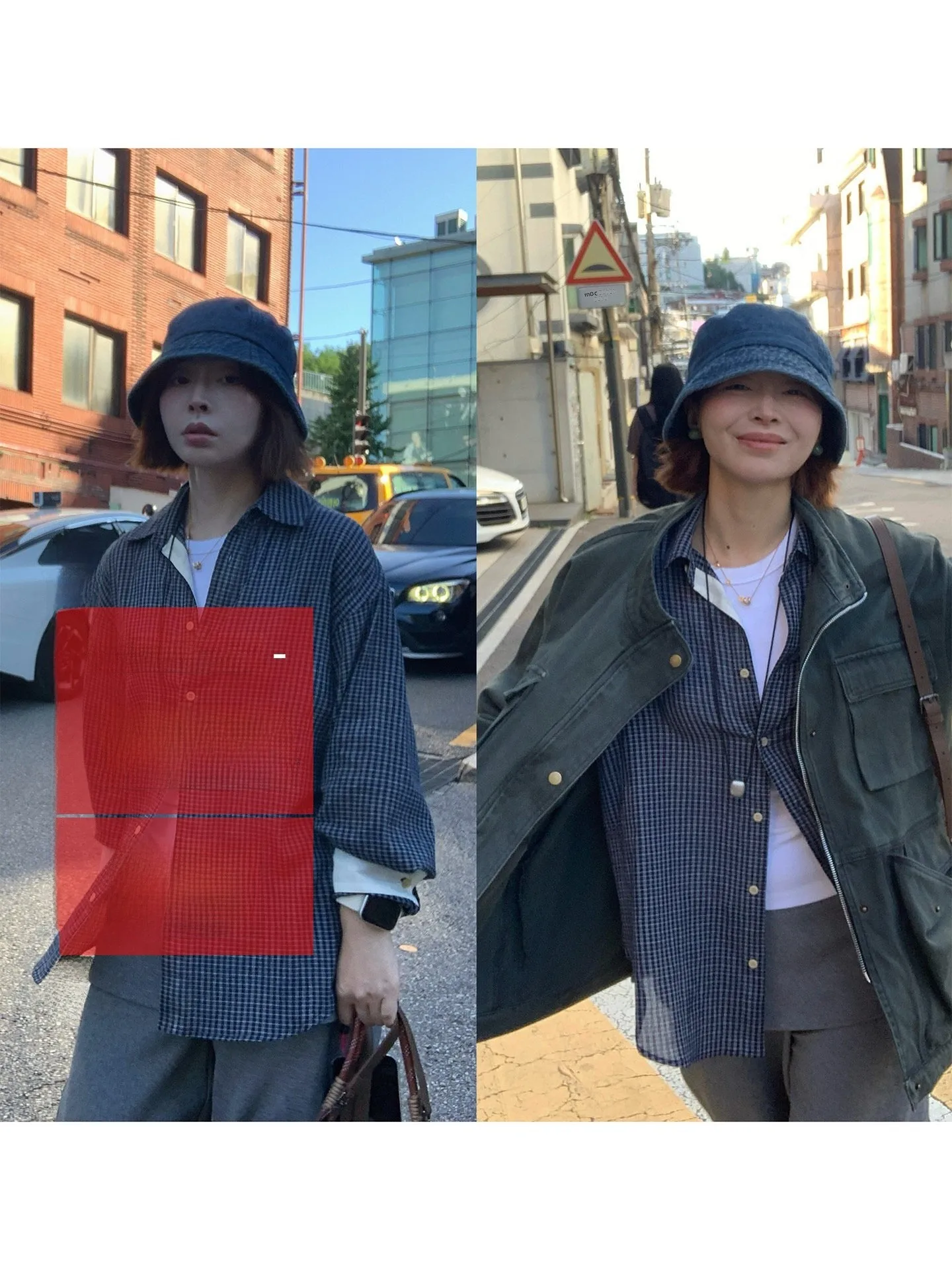 

Loose Lightweight Plaid Long Sve irt Women's Autumn Season Layering Sle Korean Faion Pure Cotton Comfortable Blouse