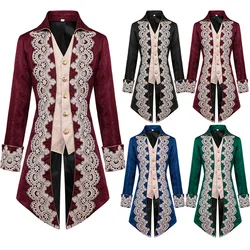 S- XXXL Medieval Men Steampunk Gothic Victorian Jacket Vintage  Frock Coat Uniform Renaissance Costume