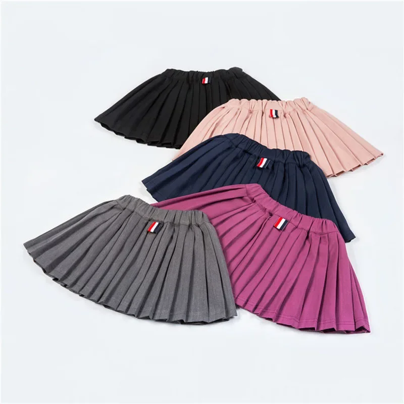 Girls Pleated Skirts Kids School Skirt Spring Autumn Solid Color Tutu Skirt Toddler Girl Dance Party Skirts Children Clothing