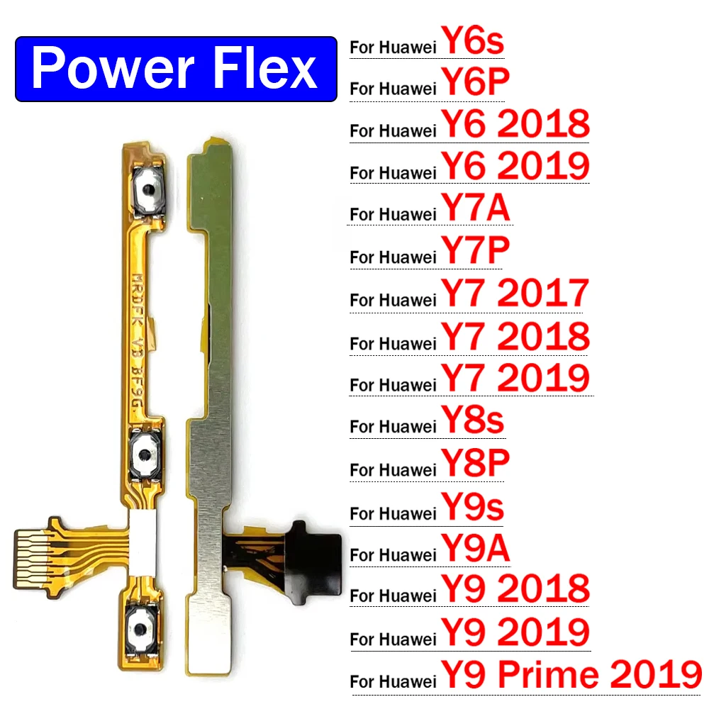 Botão liga/desliga, chave lateral, cabo flexível de volume para huawei y6 y7 y9 prime 2017 2018 2019 y6s y6p y7a y7p y8s y8p y9s y9a