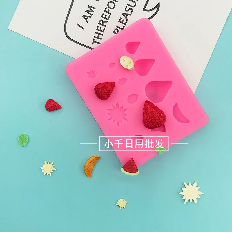 สตรอเบอร์รี่แตงโมสีส้มใบแม่พิมพ์ซิลิโคน DIY Fondant เค้กตกแต่งอาหารความปลอดภัยวัสดุช็อกโกแลต Mould Supplies