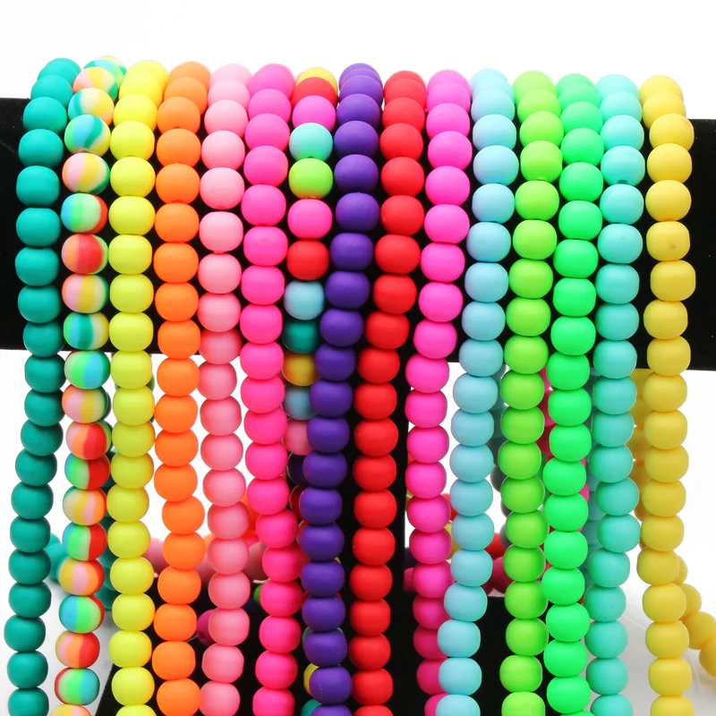 Charm Clay Beads Round Balls 6/8mm Colored Polymer Clay Beads For Jewelry Making DIY Jewelry Beads Bracelet Necklace Accessories