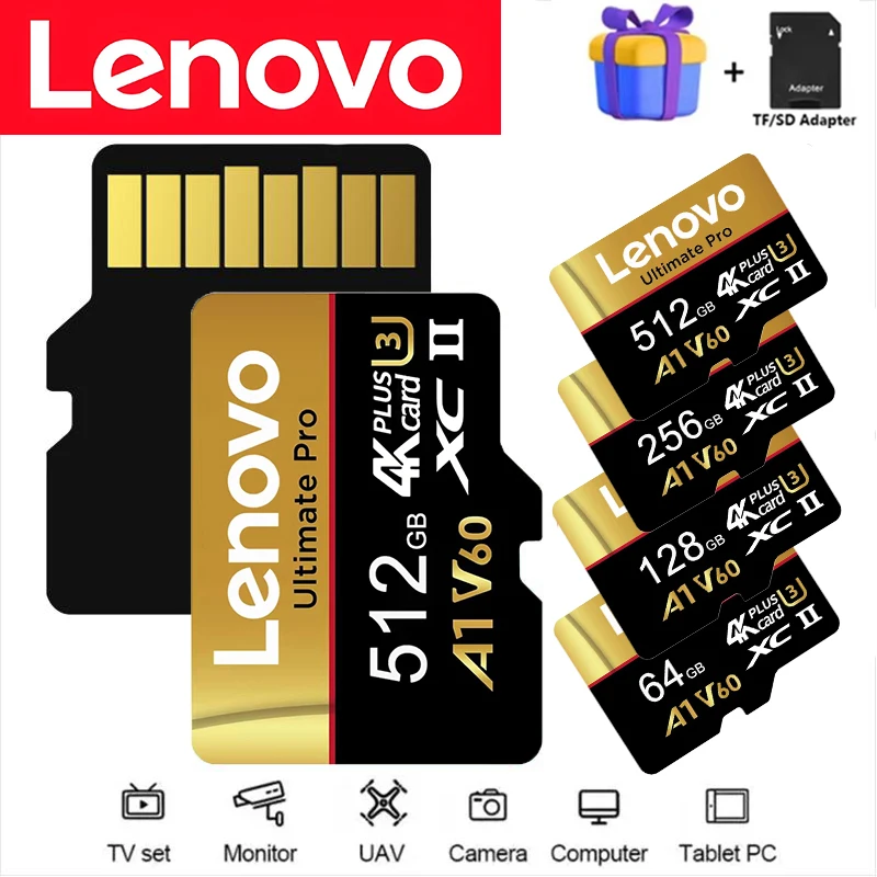 Lenovo Reliable Micro TF SD 512GB TF Cards SD Cards Memory Card 128GB 32GB V30 Fast for Drone / Tablet / Mac / Dashcam