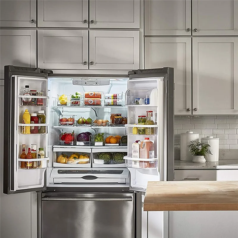 

-FQYL In-Fridge Clear Tall Bins - Stackable Kitchen & Home Storage Containers For Organizing Cans Of Soda