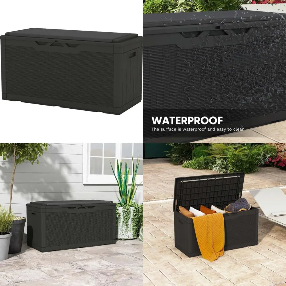 

Большой водонепроницаемый ящик для хранения на открытом воздухе, емкостью 100 галлонов, с мягкой подкладкой, идеально подходит для мебели для патио и садовых инструментов