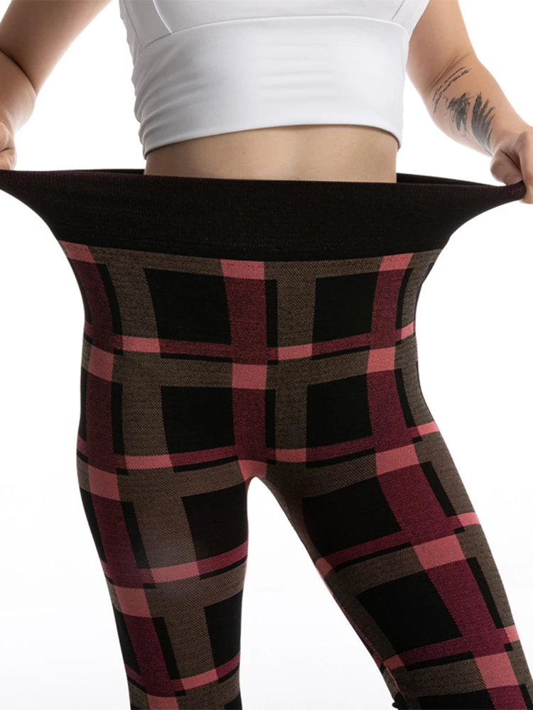 CHSDCSI-Pantalones deportivos con estampado a cuadros para mujer, mallas Push Up de cintura alta, elásticas, para entrenamiento, correr y gimnasio