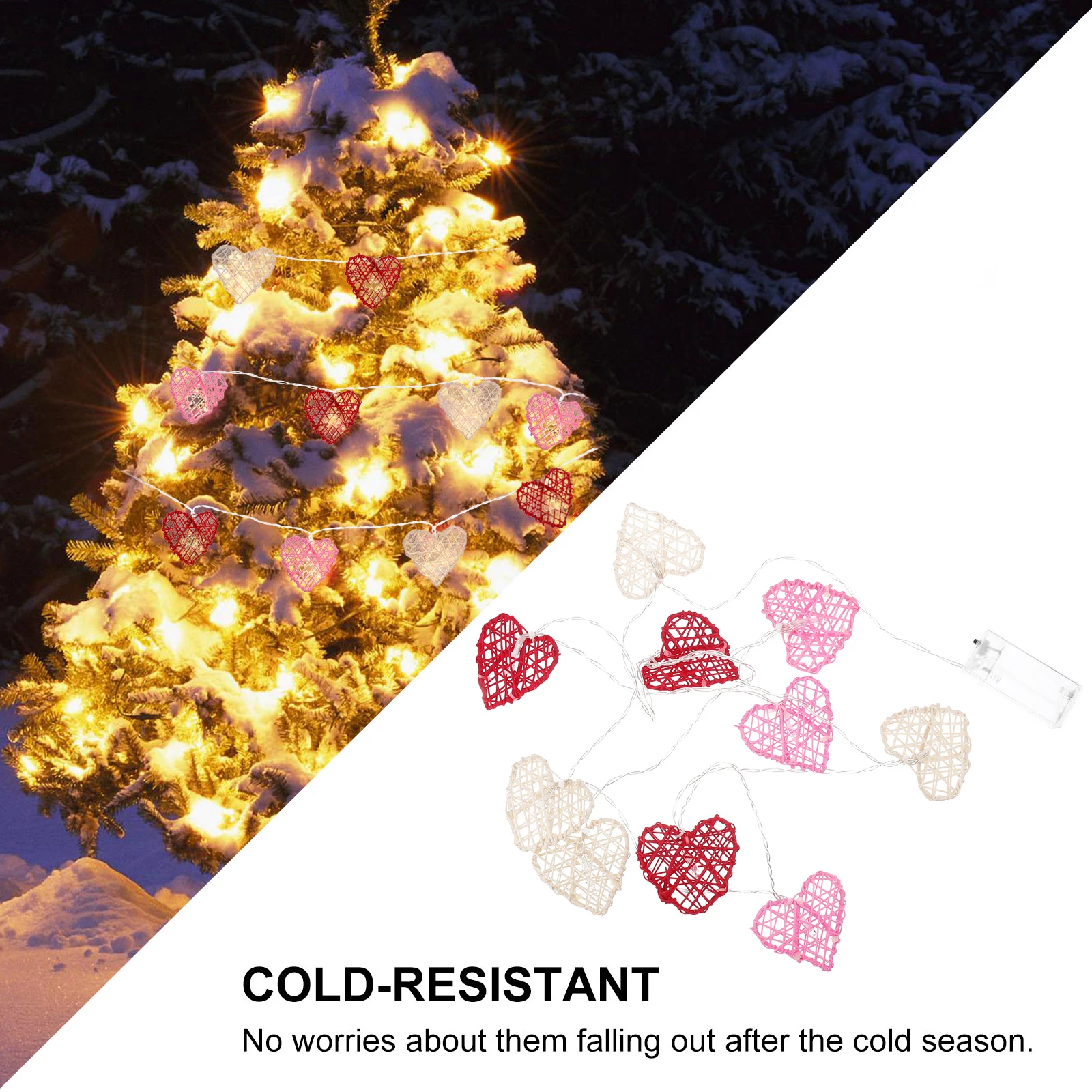 

1 Set Heart Shaped Led Light String Premium Material Sturdy Romantic Decoration For Wedding Anniversary Birthday Party