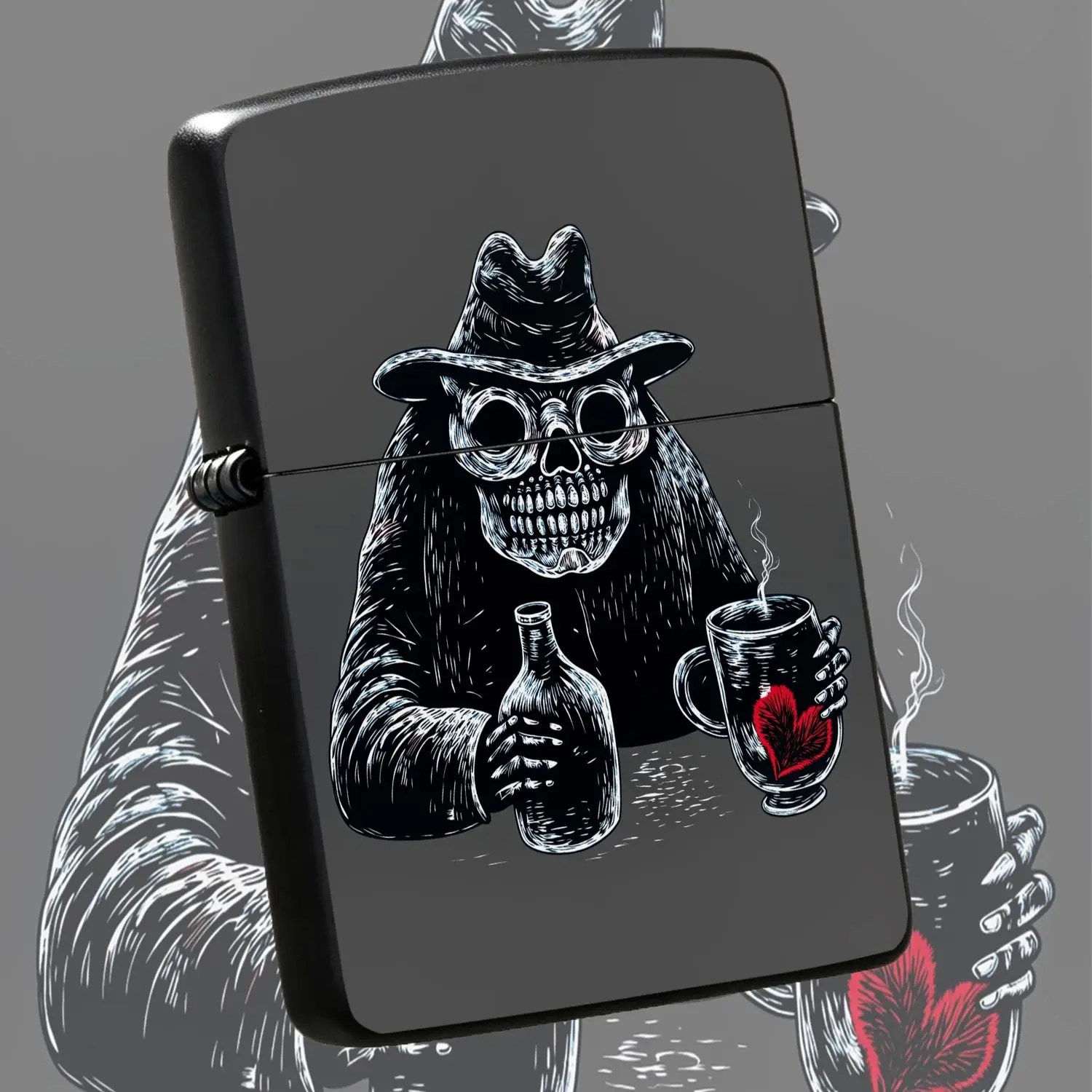 Creative Skeleton Gentleman Pattern Lighter Retro Scratch Board Art Stylish Portable Accessory For Daily Leisure Gathering Casual Use Eye-Catching Unique Decorative Great Gift Choice For Friend Party Dating Occasions A Humorous And Interest