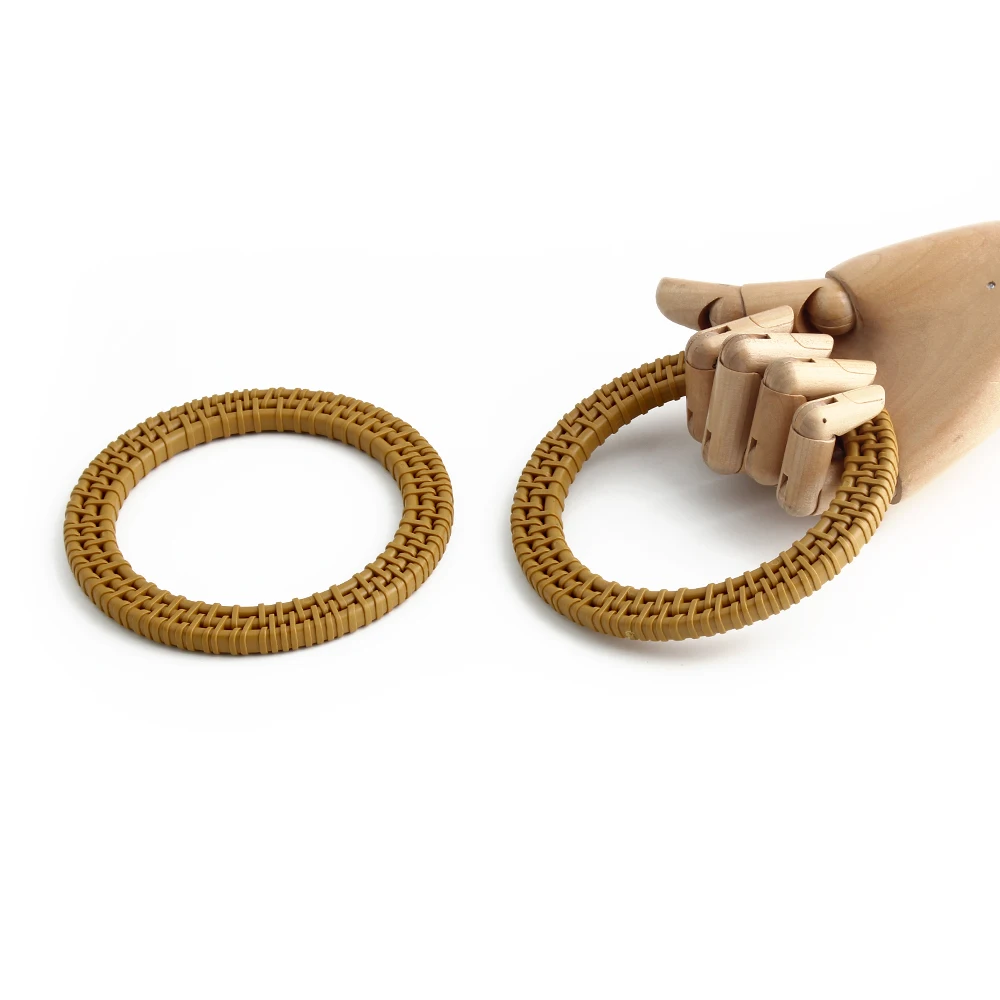 2/4/10 قطعة البلاستيك الموضة المستديرة U على شكل المحفظة مقبض محاكاة الروطان الخيزران حقيبة المرأة DIY بها بنفسك استبدال مقبض الملحقات #5