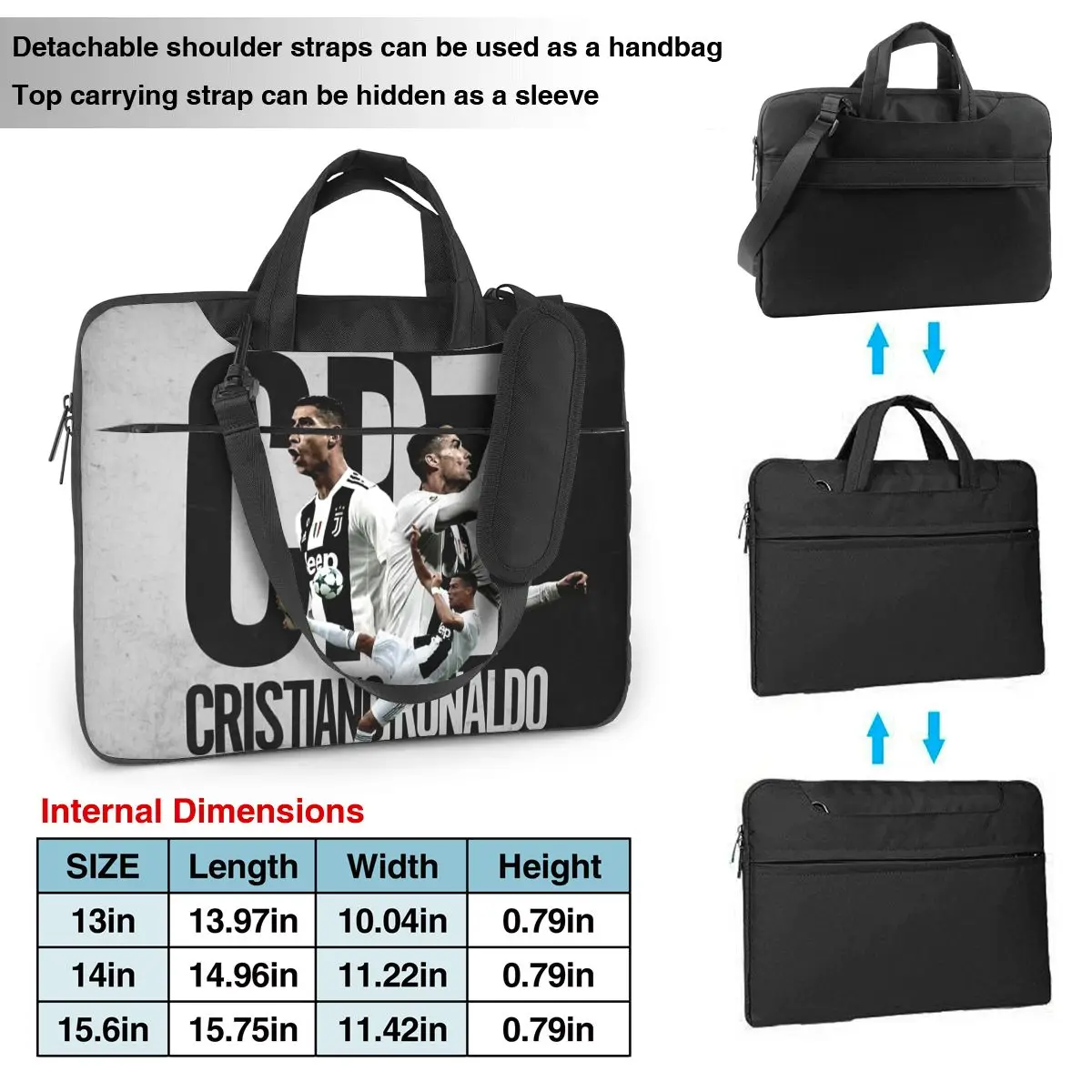 Cr7 Laptop Bag Shockproof Case Computer Bag 13 14 15.6 Inch Crossbody Notebook Pouch For Macbook Pro Air