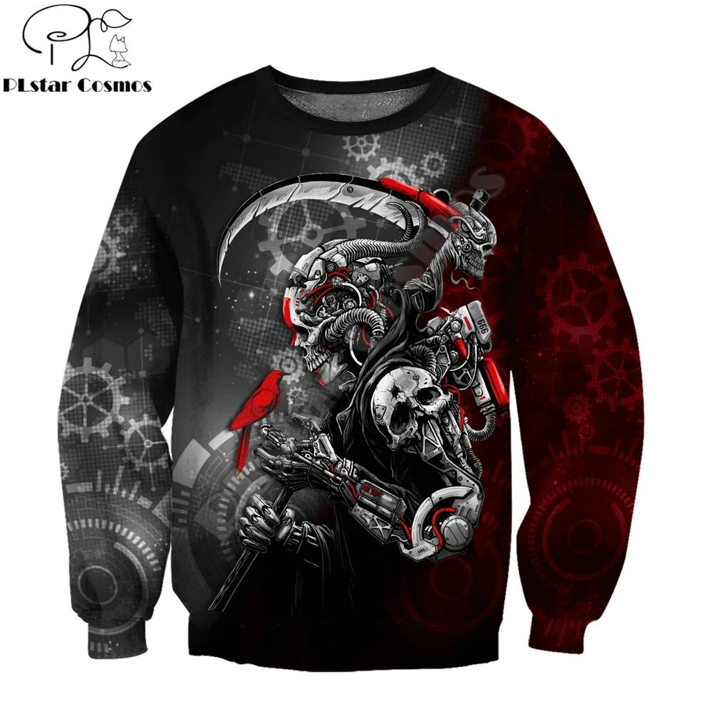 Skull Grim Reaper Robot Mechanic Cyber 3D Printed Mens hoodies & Sweatshirt Autumn Unisex zipper Hoodie Casual Sportswear DW900