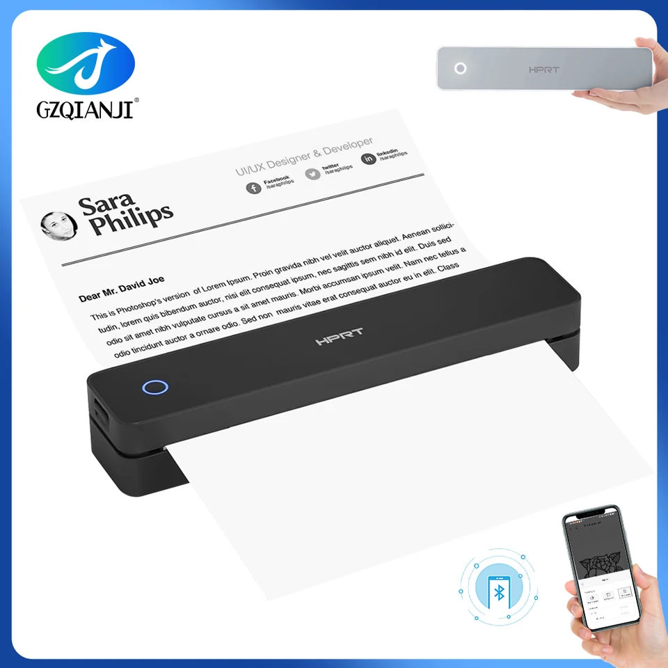 A4 ポータブルサーマルプリンター 203PDI ワイヤレス Bluetooth