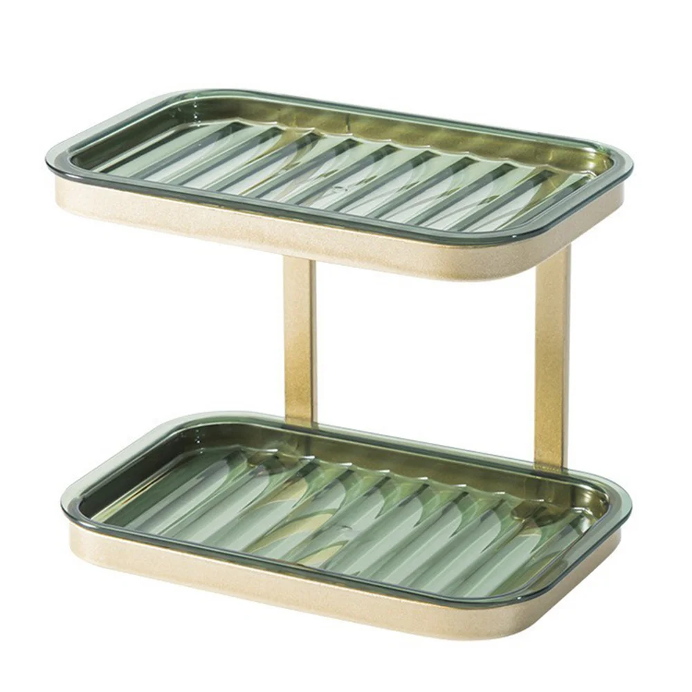 Light Luxury Soap Box Can Be Wall-Mounted Punch-Free Bathroom Soap Rack Multi-Functional Storage Rack (Dark Green