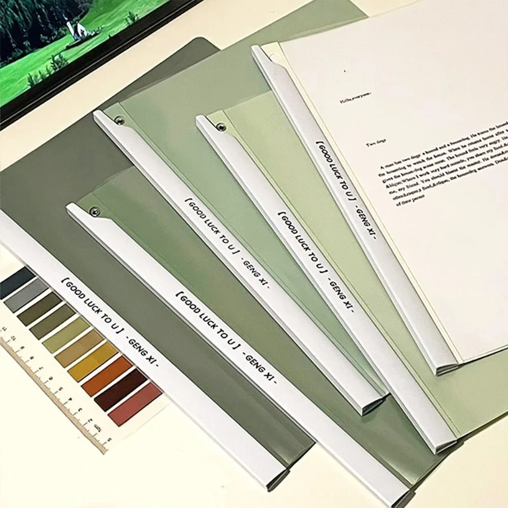 

Gradient Morandi Color A4 Draw Rod Folder Large-capacity Waterproof Pull Rod Clip Thickened Sliding Bar Test Paper Storage Clip
