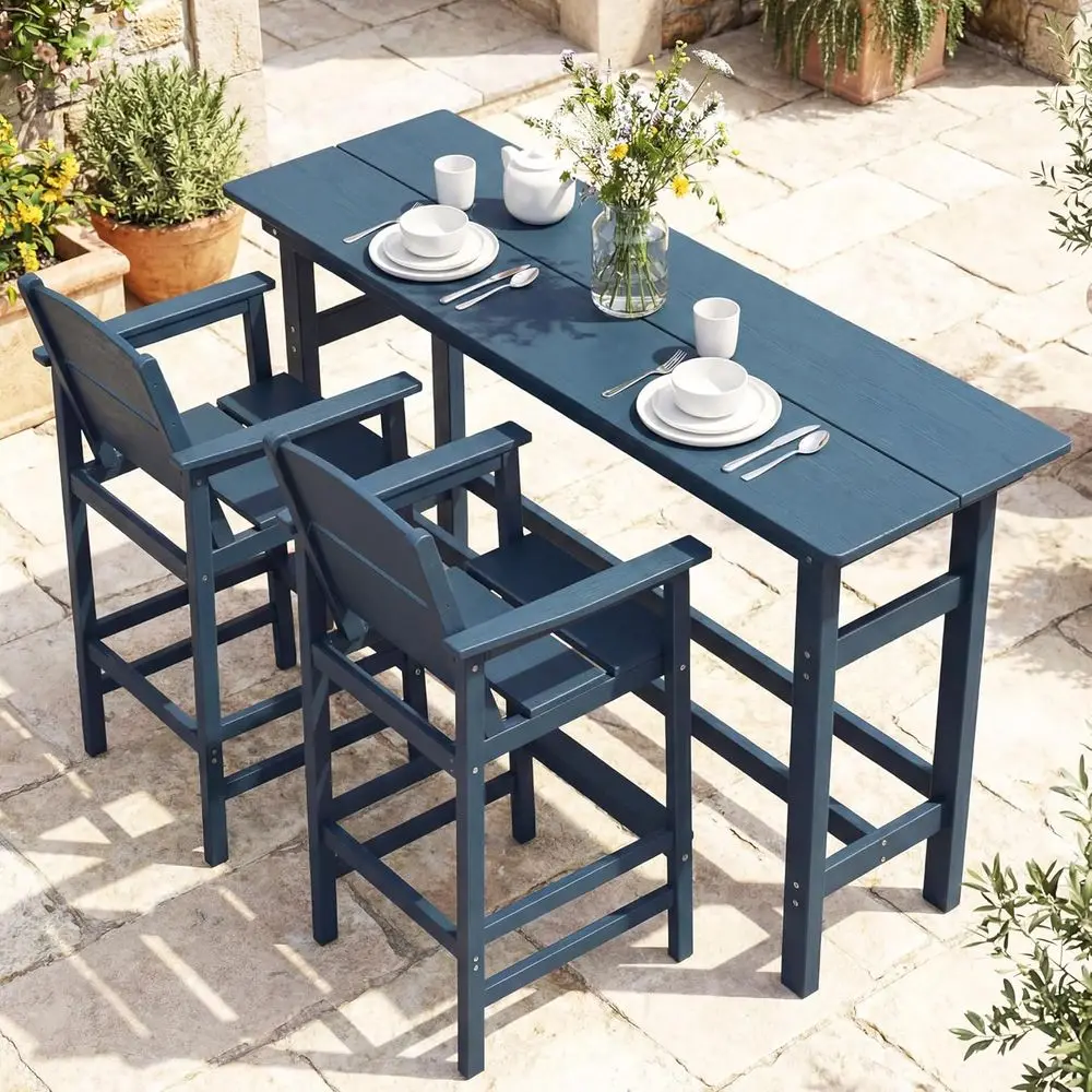 

3-Piece HDPE Outdoor Bar Set with 2 Chairs, Weatherproof Patio Furniture for Small Spaces, Ideal for Balcony, Deck, or Garden in