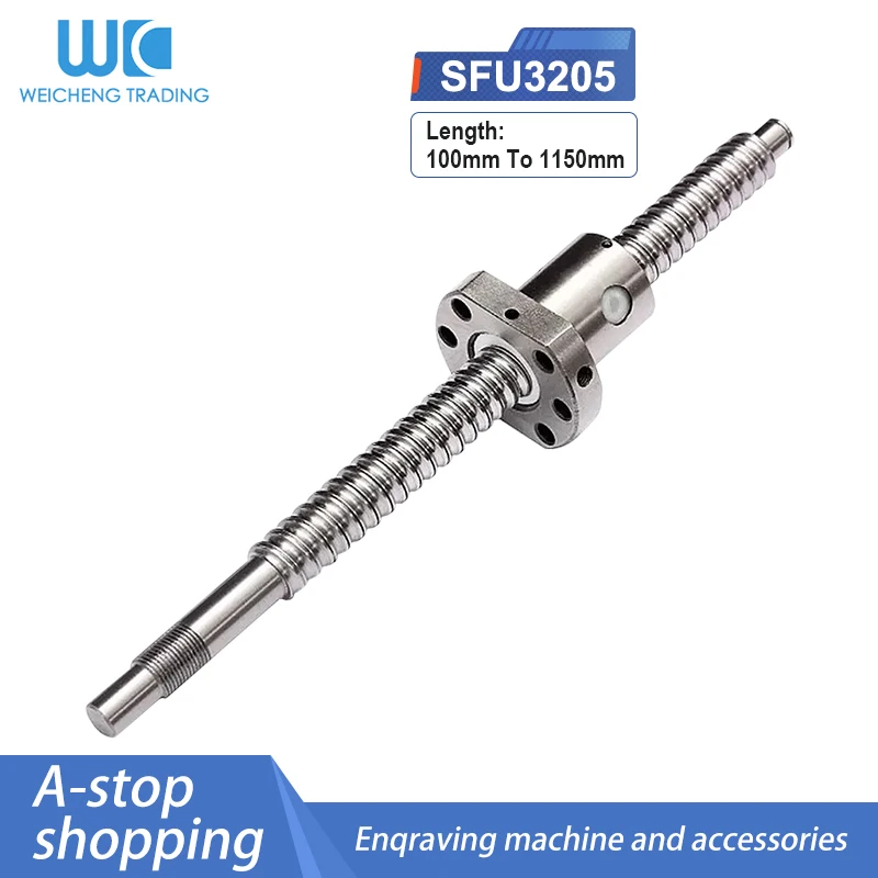 1PC Ball Screw SFU3205 Diameter 32MM Lead 5MM Any Length+A Single Flange Ball Nut+The End Is Processed For BK25 BF25 On XYZ Axis