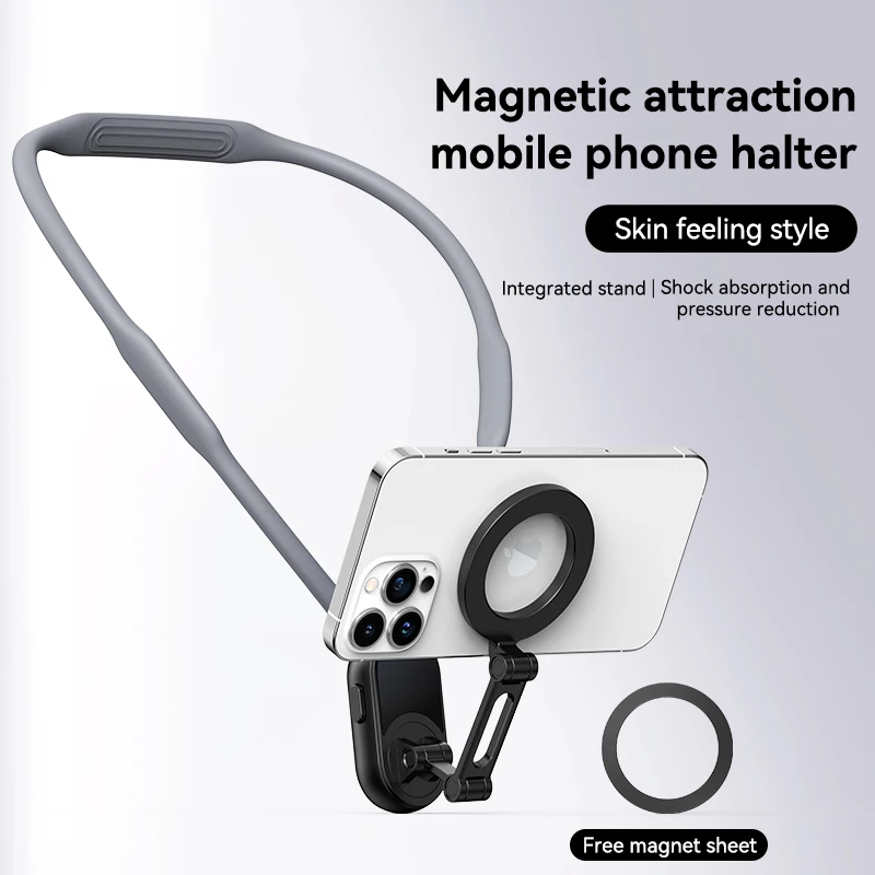 360° Rotation Magnetic Phone Clip Neck Mount for iPhone 17-12 Pro Max For Samsung Huawei Xiaomi Portable Hands-Free POV Camera
