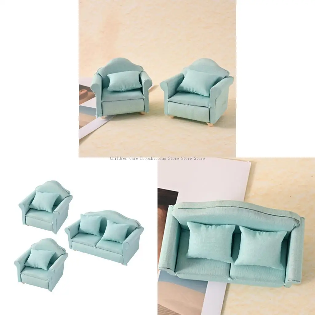 

Realistic Modern Loveseat Single Sofa Set 1/12 Craft Model Project Accessories