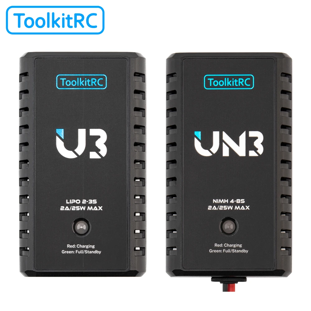 ToolkitRc U3 2-3S Lipo / UN3 4-8S NiMH 2A 25 Вт Быстрое Зарядное устройство USB-C входной порт для транспортных средств RTR