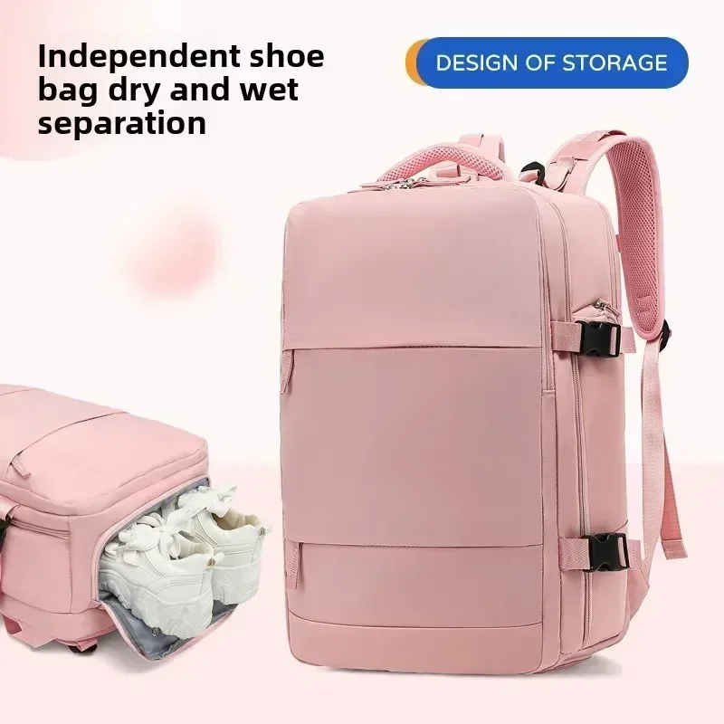 حقيبة ظهر من النايلون المقاوم للماء بسعة كبيرة للنساء حقيبة سفر متعددة الوظائف لرحلة قصيرة حقيبة كتب للأم تصنيف جاف ورطب #2