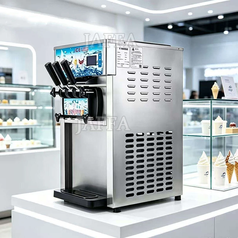 Commercial Soft Ice Cream Machine 3 Flavors 16-18L/H Ice Cream Soft Serve Maker 60HZ Lcd Panel One-click Cleaning