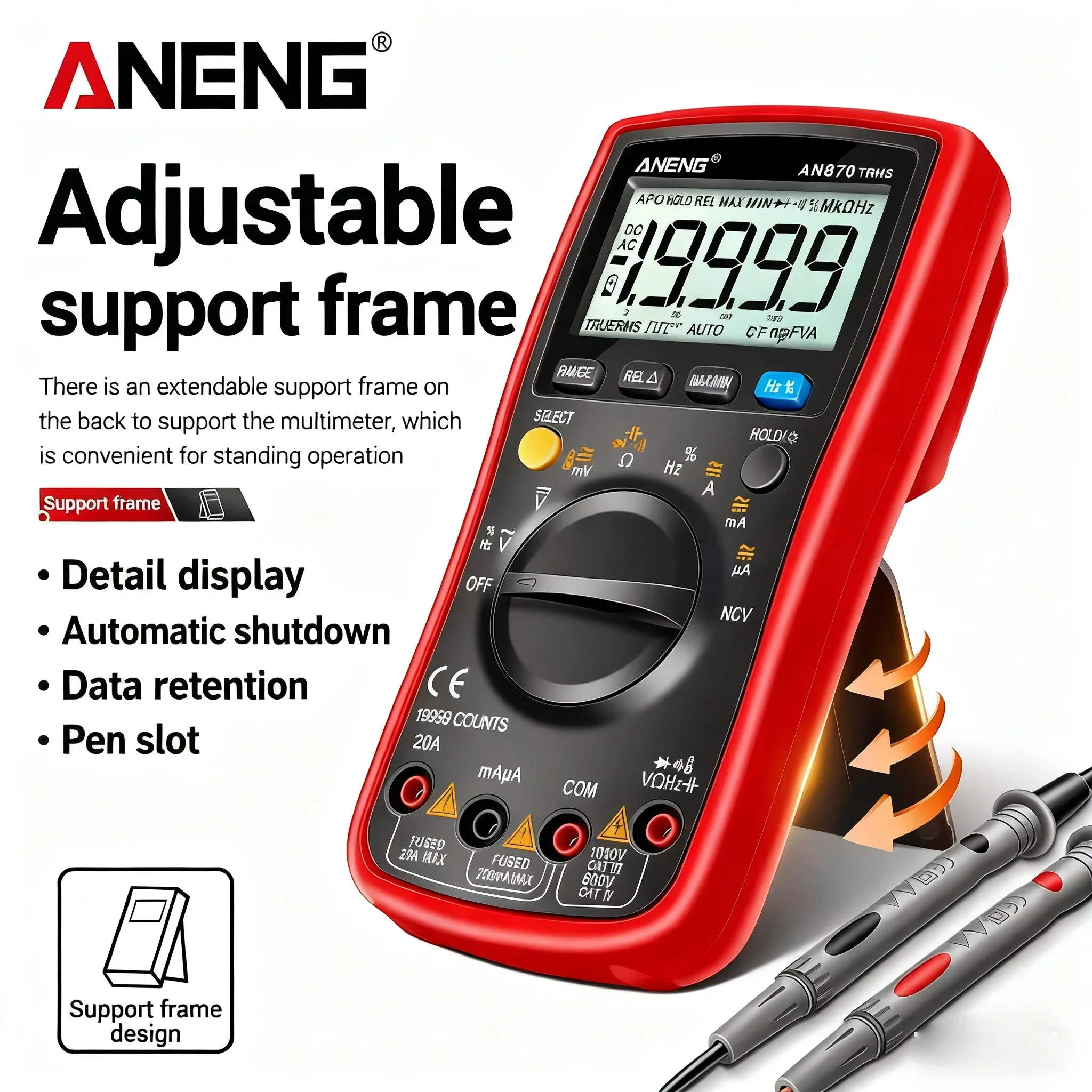 مقياس متعدد رقمي 19999 التهم ANENG AN870 صحيح Rms المتعدد التيار المتناوب/تيار مستمر الحالي متر الفولتيميترو المهنية جهاز قياس الجهد الكهربائي f