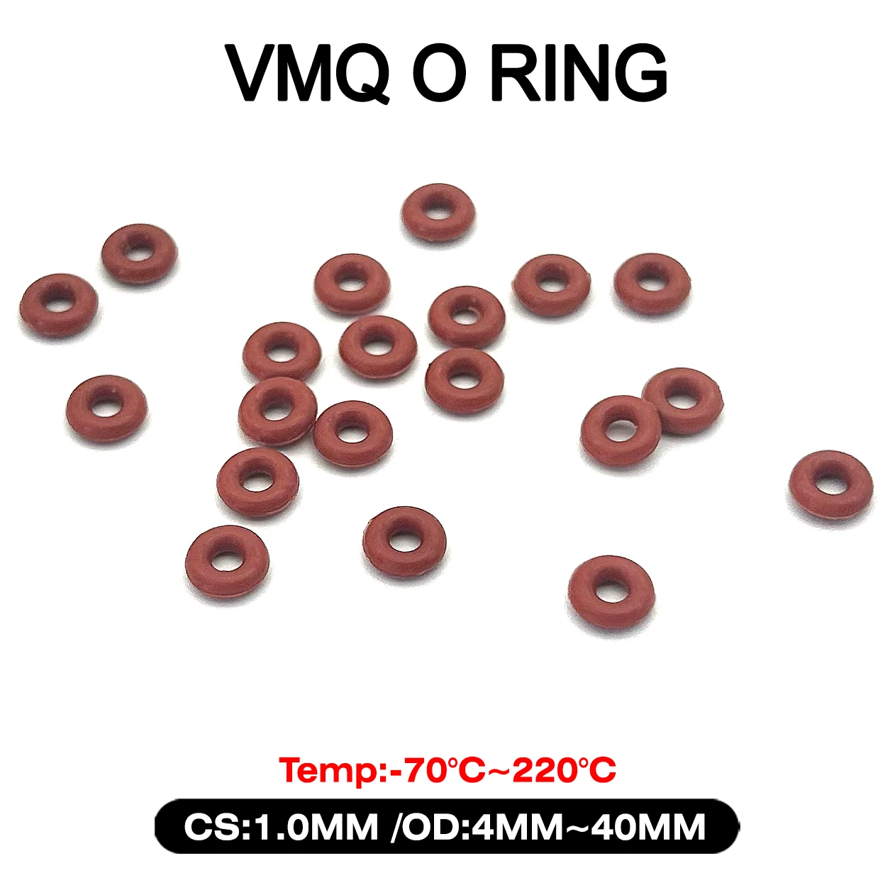 20 stks Rode VMQ Siliconen Ring Pakking CS 1mm OD 4mm ~ 40mm Siliconen O Ring Pakking Food Grade Rubber Hoge elastische ring afdichting O-type