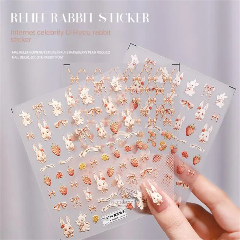 1/2/3PCS 3d Stickers Various Easter Elements Lovable Nail Art Decoration Self-adhesive Adhesive Nail Patch Cute Animal Stickers