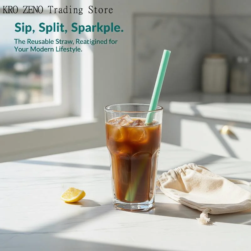 🔝Silicone Reusable Straws Detachable Soft Drinking Openable Snap Straw BPA-Free, Easy To Clean Openable Straw Kitchen Supplies✨