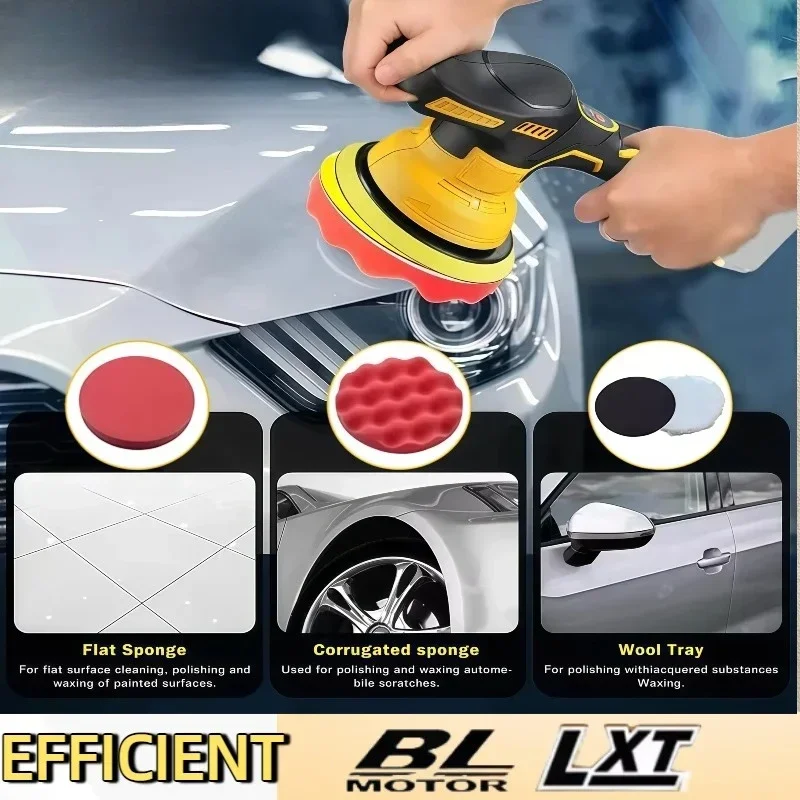 Fit dewalt 8 engrenagens display digital sem fio polidor de carro elétrico auto carro depilação máquina polimento para 20v bateria