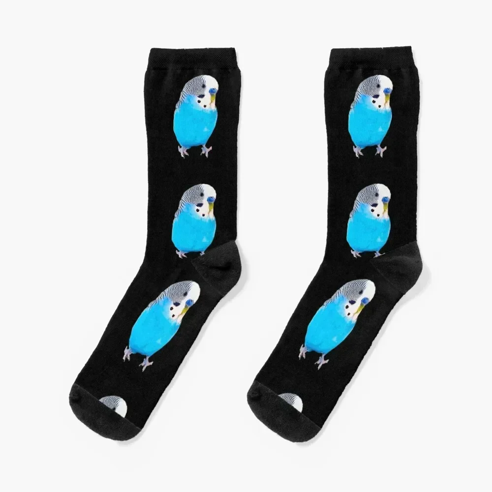 

Budgie Blue Cute Bird Art Socks FASHION sports stockings retro Novelties Socks For Women Men's