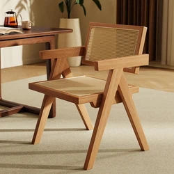 Nordic Dining Chair Imitation Vine Weaving Kitchen Stool Homestay Living Room Backrest Seat Comfort Breathable Modern Furniture